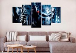 alien vs predator large 2 movie 5 pieces canvas wall art, large framed 5 panel canvas wall art