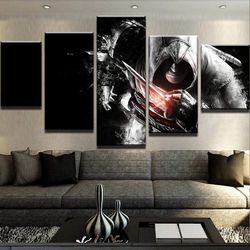 assassins creed blade gaming 5 pieces canvas wall art, large framed 5 panel canvas wall art