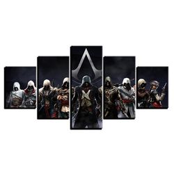 assassins creed movie characters movie 5 pieces canvas wall art, large framed 5 panel canvas wall art