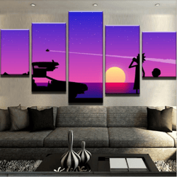 back to the future abstract movie cartoon 5 pieces canvas wall art, large framed 5 panel canvas wall art