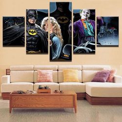 batman characters inspired dc 5 pieces canvas wall art, large framed 5 panel canvas wall art