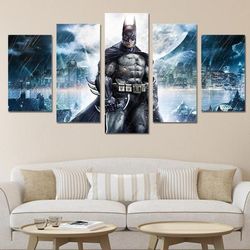 batman inspired moon dc 5 pieces canvas wall art, large framed 5 panel canvas wall art