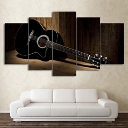 bedroom music guitar vintage music 5 pieces canvas wall art, large framed 5 panel canvas wall art