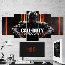 call of duty black ops 06 gaming 5 pieces canvas wall art, large framed 5 panel canvas wall art