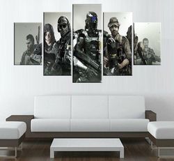 call of duty characters gaming 5 pieces canvas wall art, large framed 5 panel canvas wall art