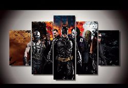 dark knight characters dc 5 pieces canvas wall art, large framed 5 panel canvas wall art