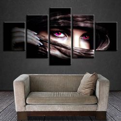 game character red eye woman gaming 5 pieces canvas wall art, large framed 5 panel canvas wall art