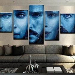 game of thrones ice characters movie 5 pieces canvas wall art, large framed 5 panel canvas wall art