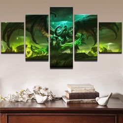 game world of warcraft character 01 gaming 5 pieces canvas wall art, large framed 5 panel canvas wall art