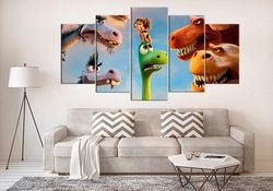 good dinosaur kids movie cartoon 5 pieces canvas wall art, large framed 5 panel canvas wall art