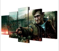 harry potter character 05 movie 5 pieces canvas wall art, large framed 5 panel canvas wall art