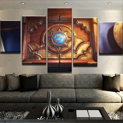 hearthstone box gaming 5 pieces canvas wall art, large framed 5 panel canvas wall art
