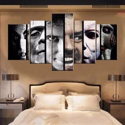 horror movie 5 pieces canvas wall art, large framed 5 panel canvas wall art