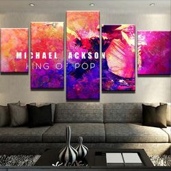 king of pop music 5 pieces canvas wall art, large framed 5 panel canvas wall art