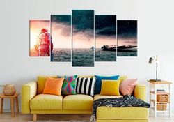 large interstellar spaceship movie 5 pieces canvas wall art, large framed 5 panel canvas wall art