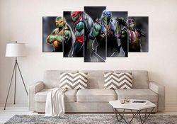 large teenage mutant ninja turtles movie 5 pieces canvas wall art, large framed 5 panel canvas wall art