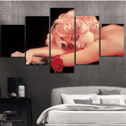 marilyn monroe characters movie 5 pieces canvas wall art, large framed 5 panel canvas wall art