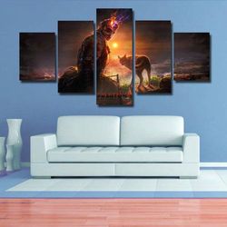 metal gear solid v gaming 5 pieces canvas wall art, large framed 5 panel canvas wall art