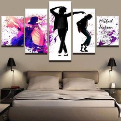 michael jackson music king of pop abstract music 5 pieces canvas wall art, large framed 5 panel canvas wall art