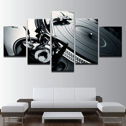 photo style music dj console instrument music 5 pieces canvas wall art, large framed 5 panel canvas wall art