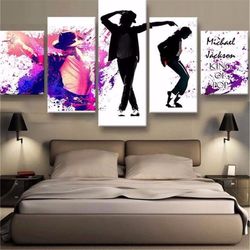 pop king michael jackson music 5 pieces canvas wall art, large framed 5 panel canvas wall art