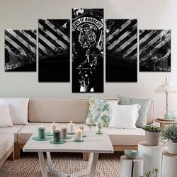 sons of anarchy movie 5 pieces canvas wall art, large framed 5 panel canvas wall art