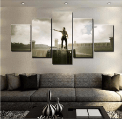 walking dead characters movie 5 pieces canvas wall art, large framed 5 panel canvas wall art