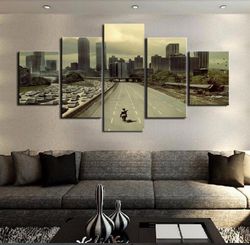 walking dead landscape movie 5 pieces canvas wall art, large framed 5 panel canvas wall art