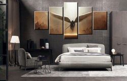 warrior angel michael christian 2 movie 5 pieces canvas wall art, large framed 5 panel canvas wall art