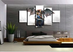 witcher characters gaming 5 pieces canvas wall art, large framed 5 panel canvas wall art