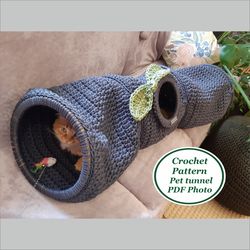 crochet cat tunnel pattern digital instruction manual in pdf format pet furniture cat cave pet bed pdf pattern