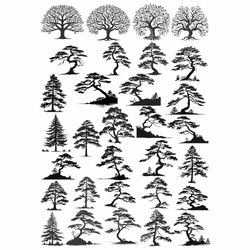 tree silhouette svg, tree svg bundle, tree silhouette svg, tree svg, trees svg, forest svg, landscape svg, camping svg