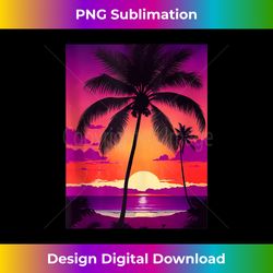 Palm Tree Tropical Beach Vintage Retro Style 70s 80s - Futuristic PNG Sublimation File - Infuse Everyday with a Celebratory Spirit