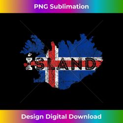 Icelandic Map and Flag Souvenir - Distressed Iceland - Innovative PNG Sublimation Design - Lively and Captivating Visuals