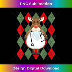 medical scrub top reindeer nurse ugly argyle pattern - sophisticated png sublimation file - spark your artistic genius