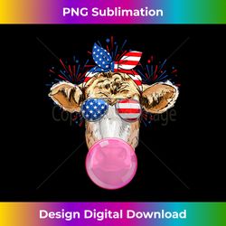 cow blowing bubble gum usa flag sunglasses indepedence day - classic sublimation png file - chic, bold, and uncompromising