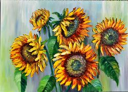 sunflowers sunny flowers flower painting large painting impasto
