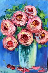 pink roses in a vase flower still life