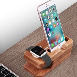 multi-device wooden charging station & organizer