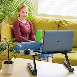 portable easy adjustable standing desk - high strength, ultra-light for home and office use, mouse panel included