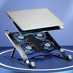 adjustable laptop cooling pads with fan, cooler splicing stable, foldable notebook riser portable tablet stand