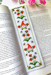 strawberry gnome bookmark cross stitch patterns pdf by crossstitchingforfun instant download