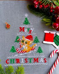 candy cat christmas tree cross stitch pattern pdf by crossstitchingforfun instant download