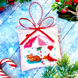 christmas candy cane umbrella cross stitch pattern pdf by crossstitchingforfun instant download