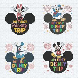 my first disney trip cartoon characters svg bundle