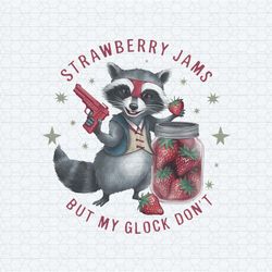 strawberry jams but my glock don't cute raccoon png