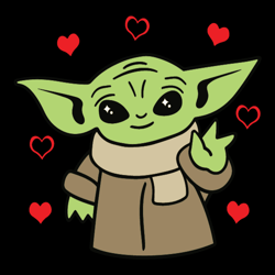 Baby Yoda With Hearts - Funny SVG For Yoda Lovers