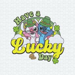 Stitch And Angel Have A Lucky Day SVG