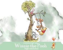 winnie the pooh clip art png watercolor; commercial use; pooh baby shower; winnie pooh birthday scrapbooking sticker