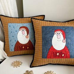 santa quilted pillow case, cute christmas pillow cover, christmas bedding, holiday living room decor, gift for friends